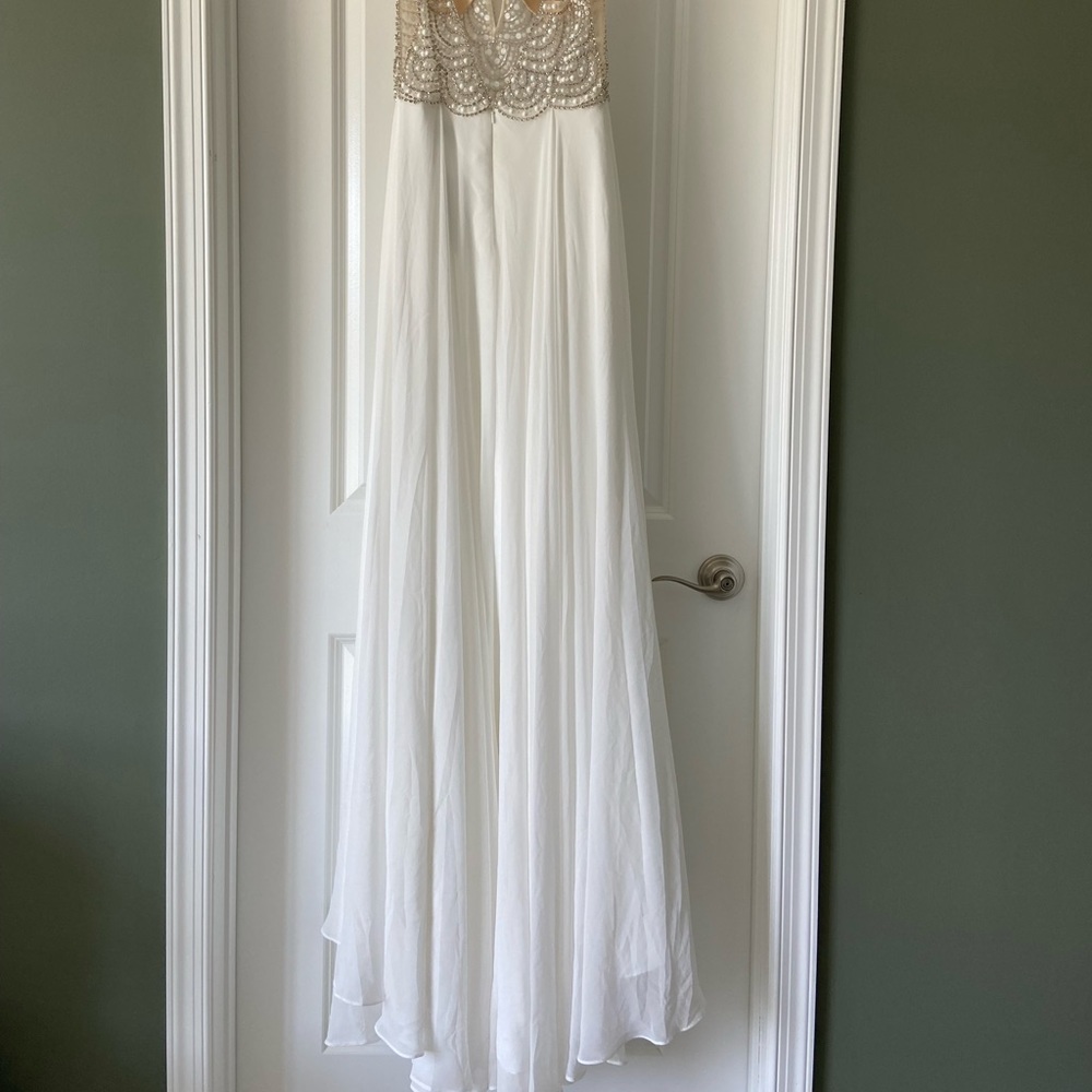 NEW Lulu’s White Beaded Rhinestone Maxi Bridal Dress - Picture 7 of 10
